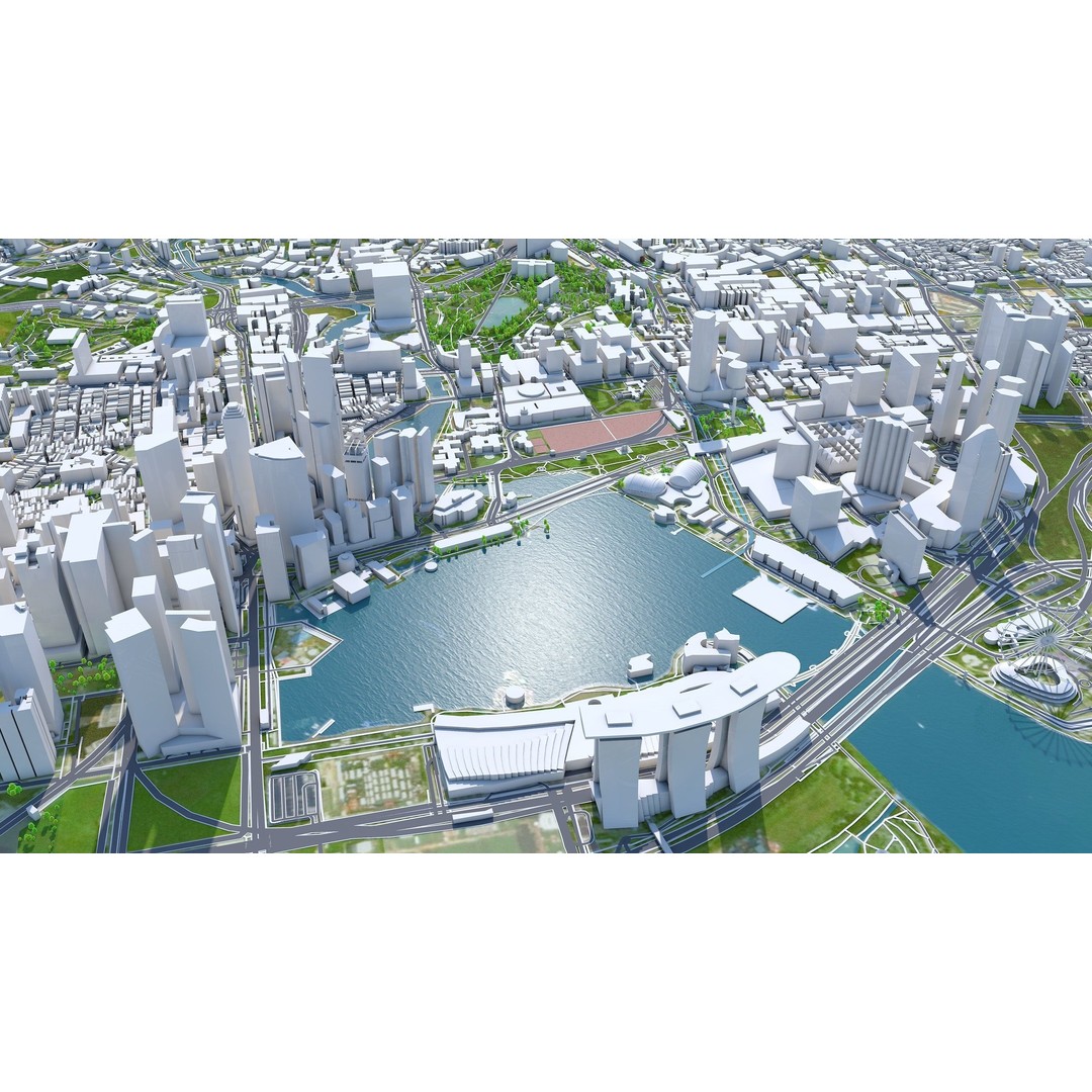 Singapore City 3D Model – Low Poly Urban Asset, Cinema 4D, FBX, OBJ - View 3