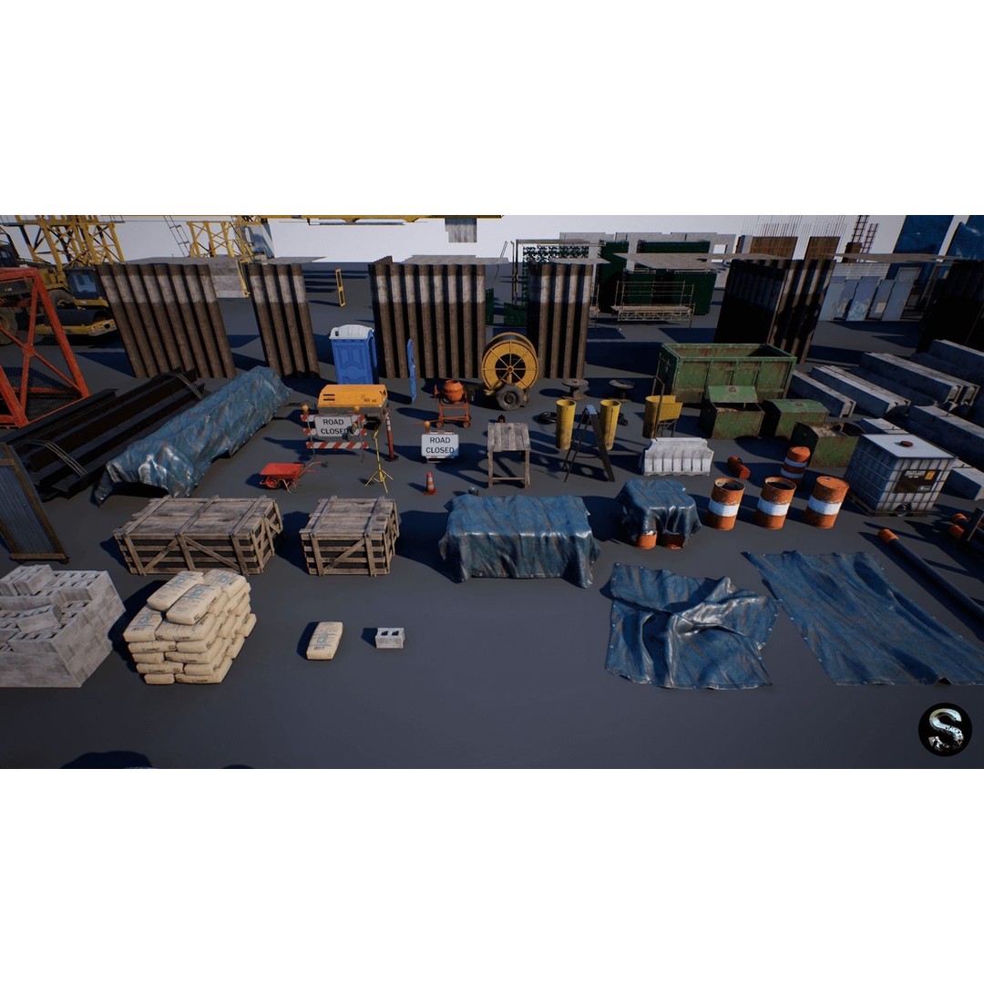Construction Site 3D Model – Low Poly Game Asset, Unreal Engine - View 22