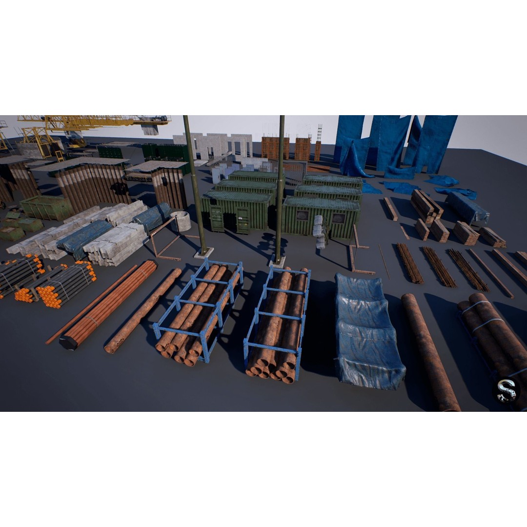 Construction Site 3D Model – Low Poly Game Asset, Unreal Engine - View 23