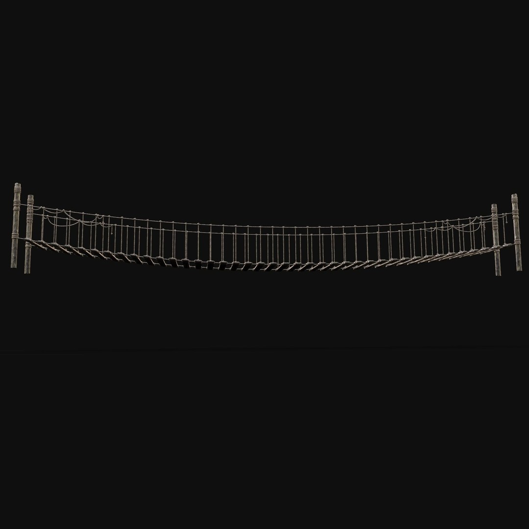Rope Bridge 3D Model – Low Poly Game Asset with PBR Textures, FBX & OBJ - View 3