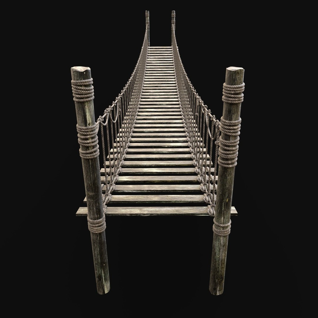 Rope Bridge 3D Model – Low Poly Game Asset with PBR Textures, FBX & OBJ - View 5