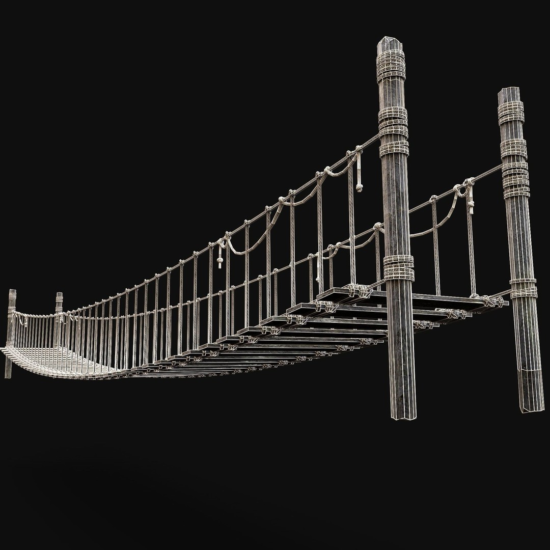 Rope Bridge 3D Model – Low Poly Game Asset with PBR Textures, FBX & OBJ - View 9