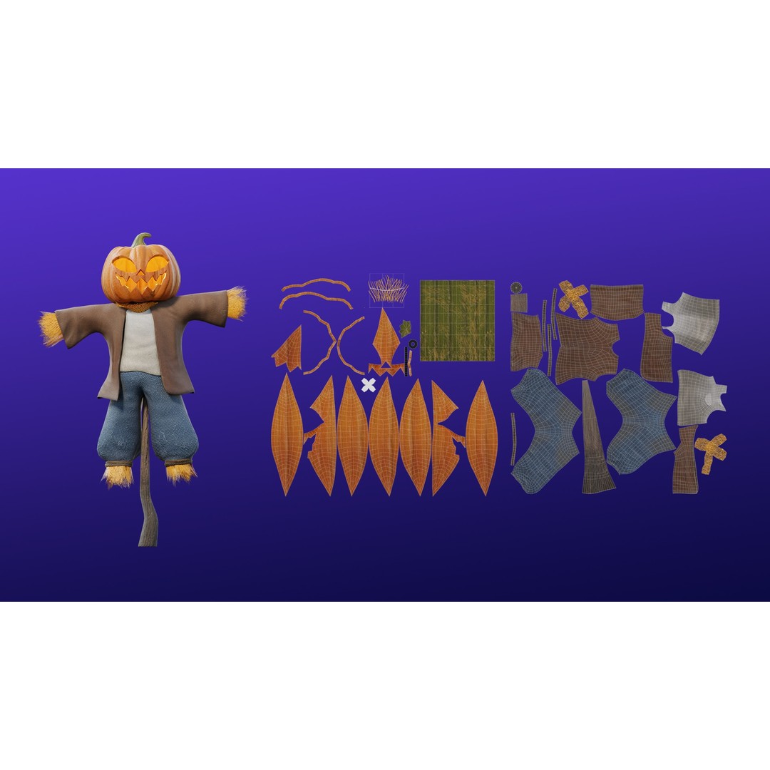 Cartoon Spooky Halloween Props Bundle Pack 3D Model – PBR Textures, FBX, OBJ - View 22