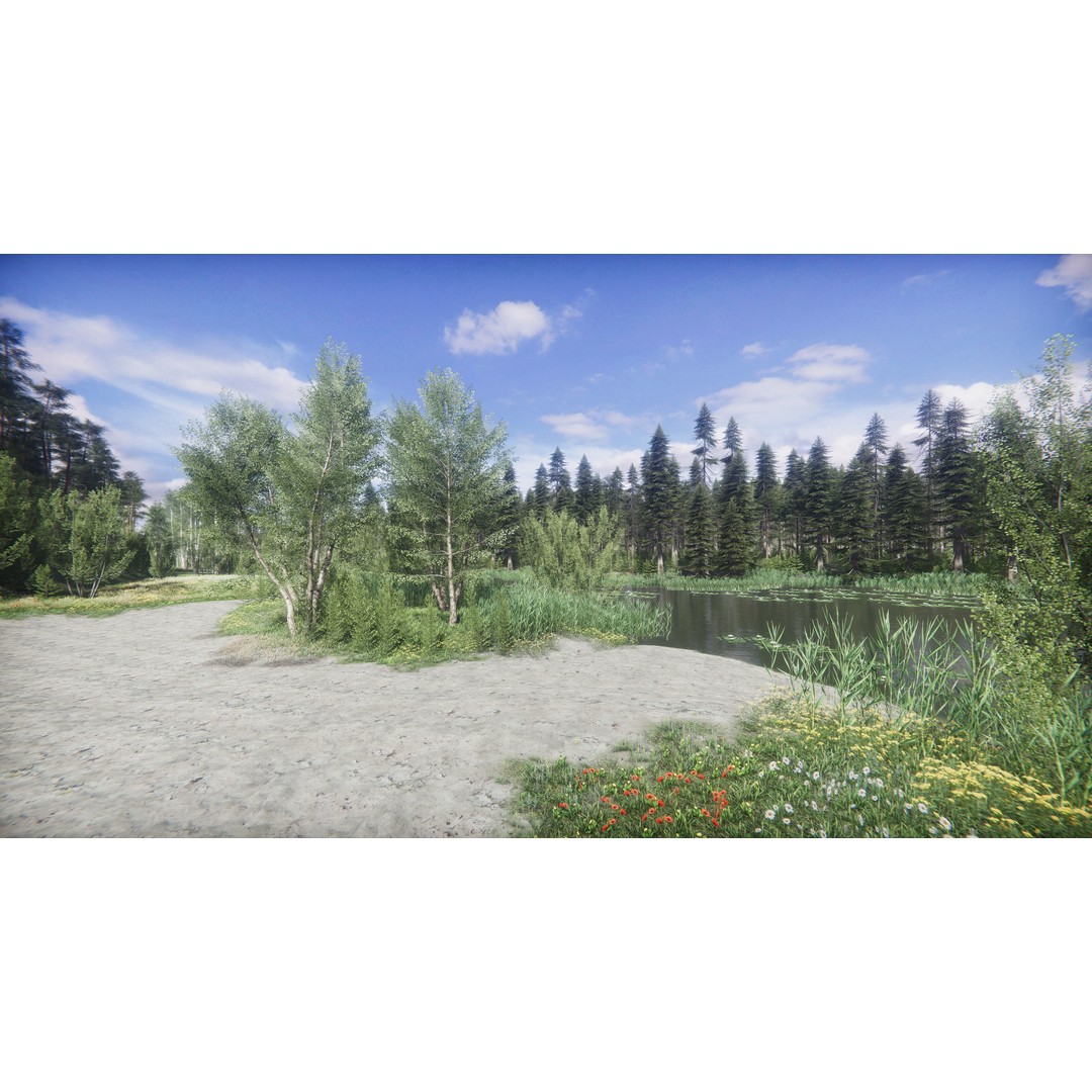 Lake Coniferous 3D Model – Low Poly Environment with Trees, Unity - View 26