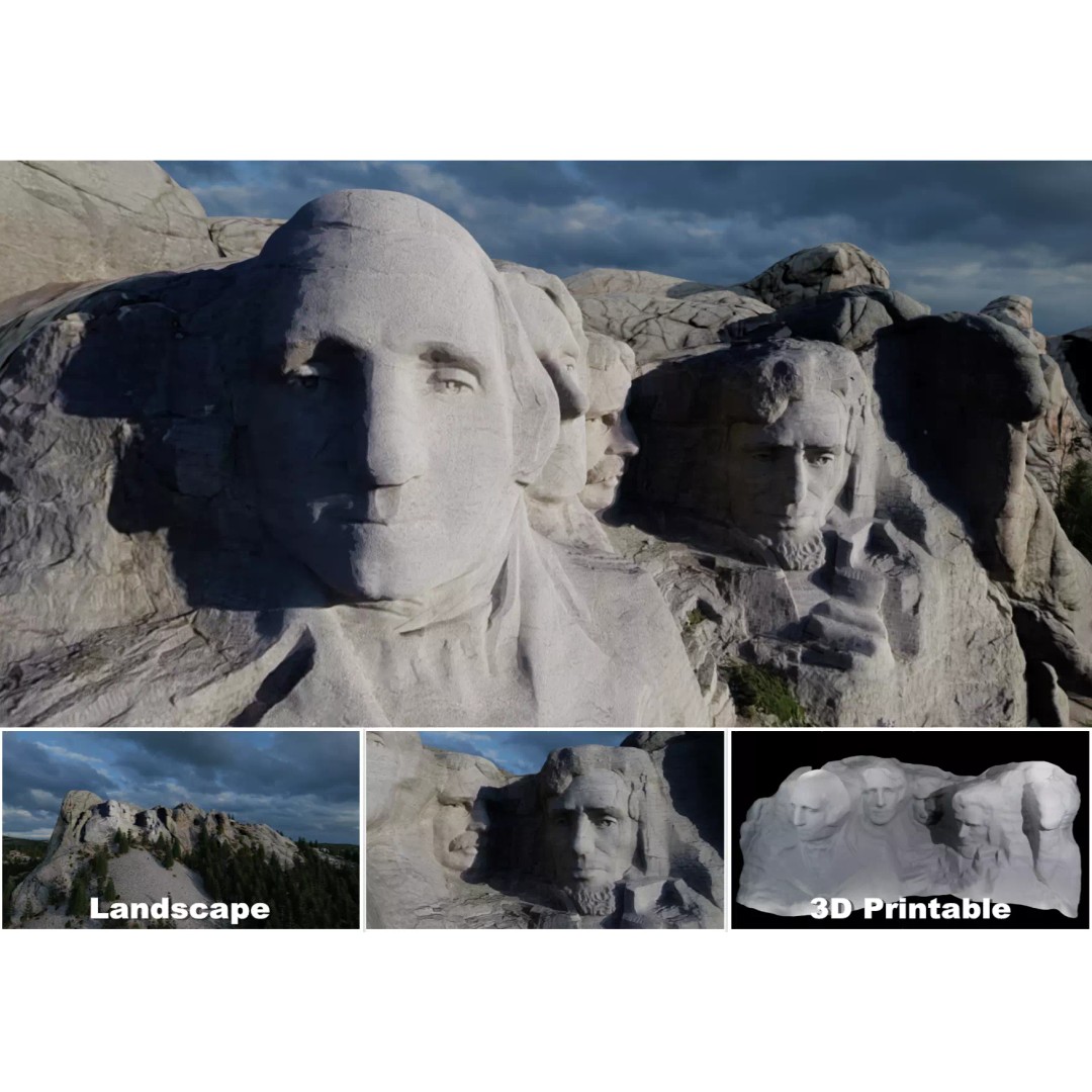 Mount Rushmore 3D Model – Detailed Landscape Scene, Blender & STL - View 2