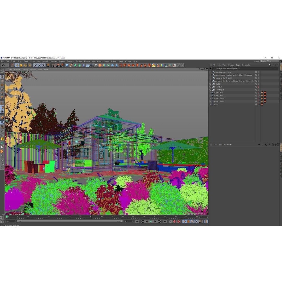 House Jackson 3D Model – Exterior Scene for Cinema4D, PBR Textures - View 10