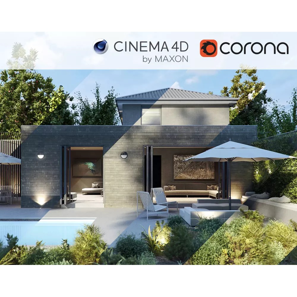 House Jackson 3D Model – Exterior Scene for Cinema4D, PBR Textures - View 2
