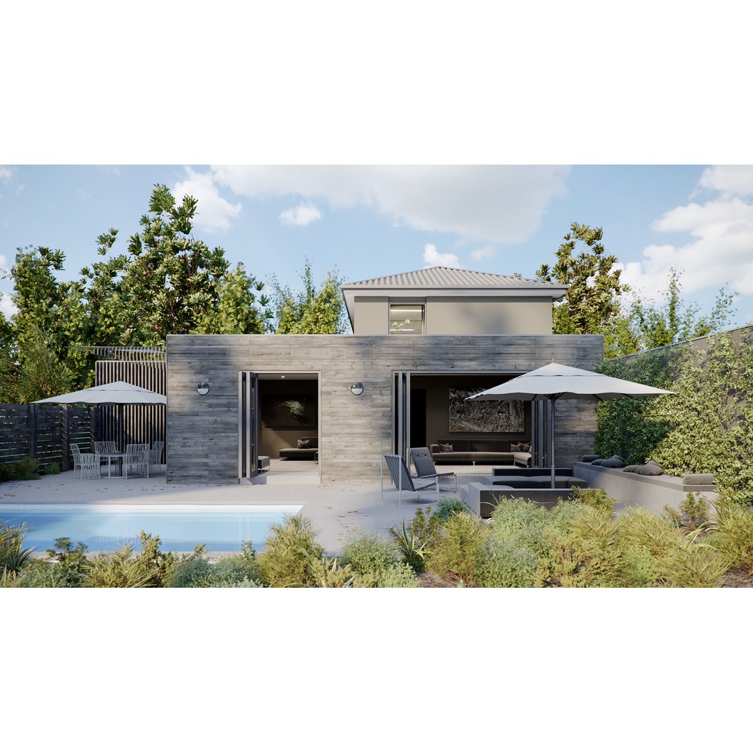 House Jackson 3D Model – Exterior Scene for Cinema4D, PBR Textures - View 3