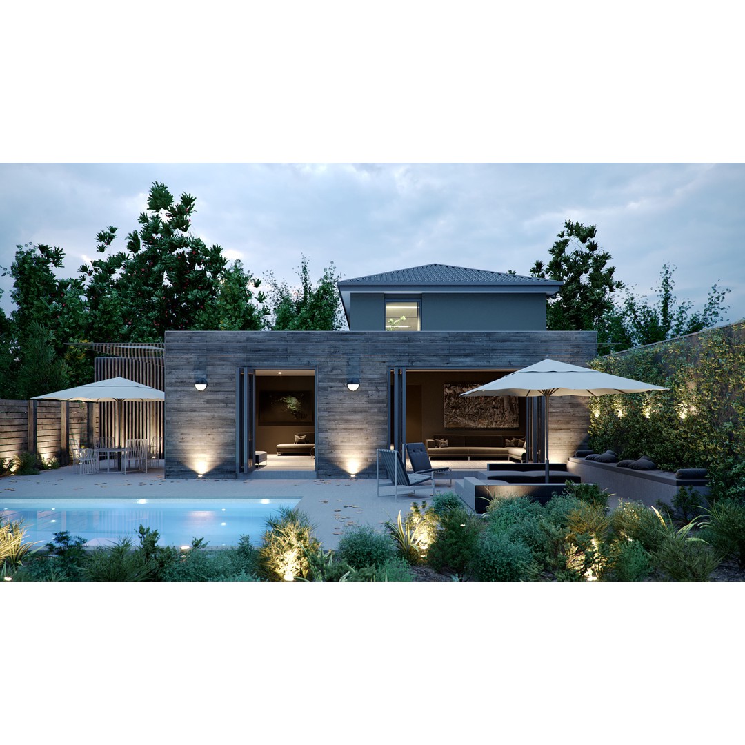 House Jackson 3D Model – Exterior Scene for Cinema4D, PBR Textures - View 4