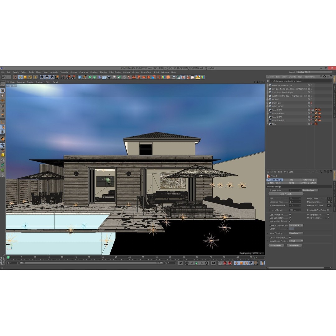 House Jackson 3D Model – Exterior Scene for Cinema4D, PBR Textures - View 7