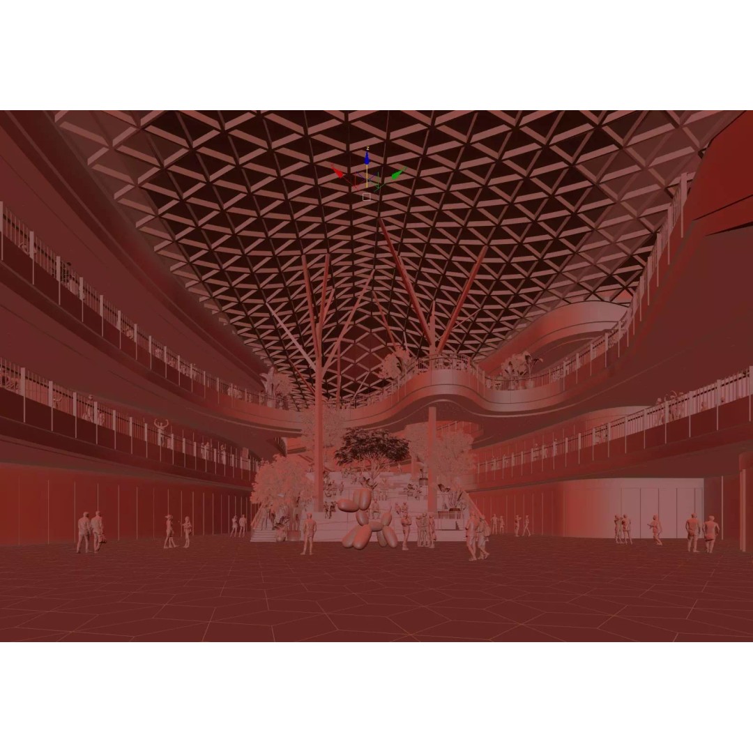 Large Shopping Mall Atrium 3D Model – High-Quality Architectural Visualization