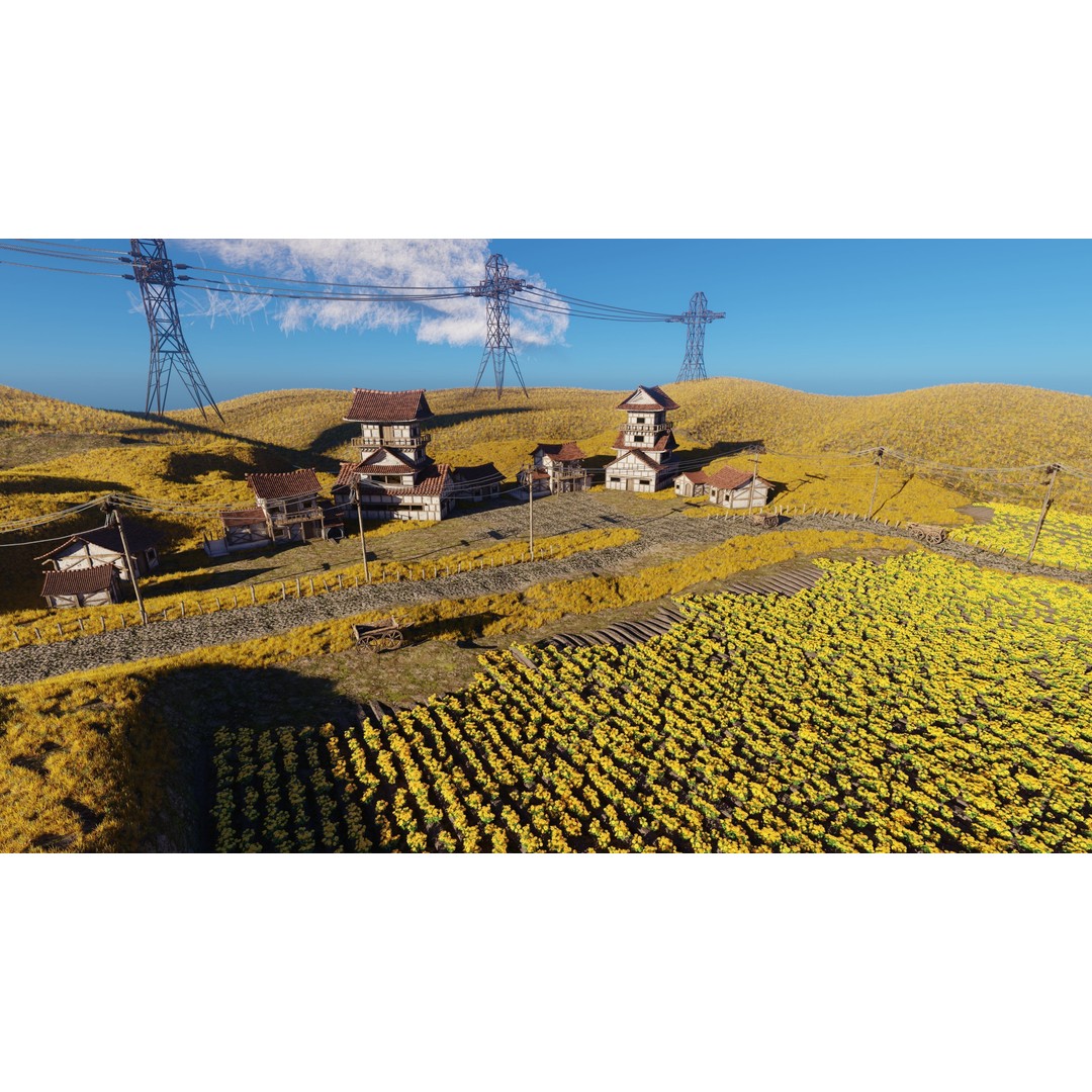 Farm Flower Field Scene 3D Model – High Poly Landscape Asset for Blender - View 16