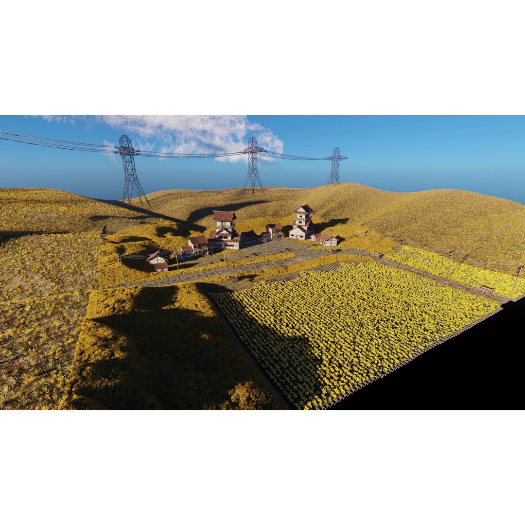 Farm Flower Field Scene 3D Model – High Poly Landscape Asset for Blender - View 17