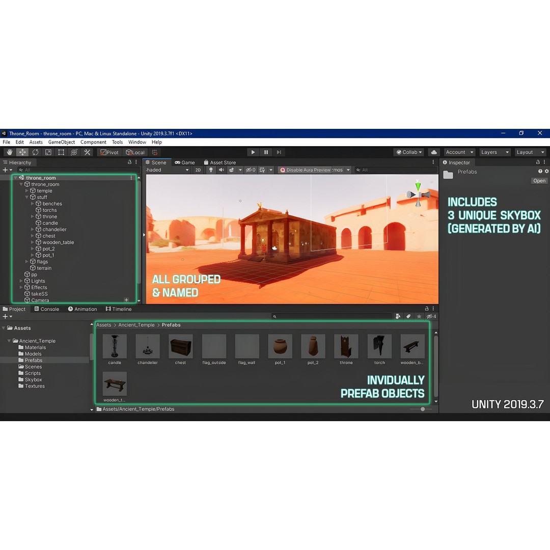 Ancient Temple 3D Model – Low Poly Game Asset, FBX, Unity Ready - View 30
