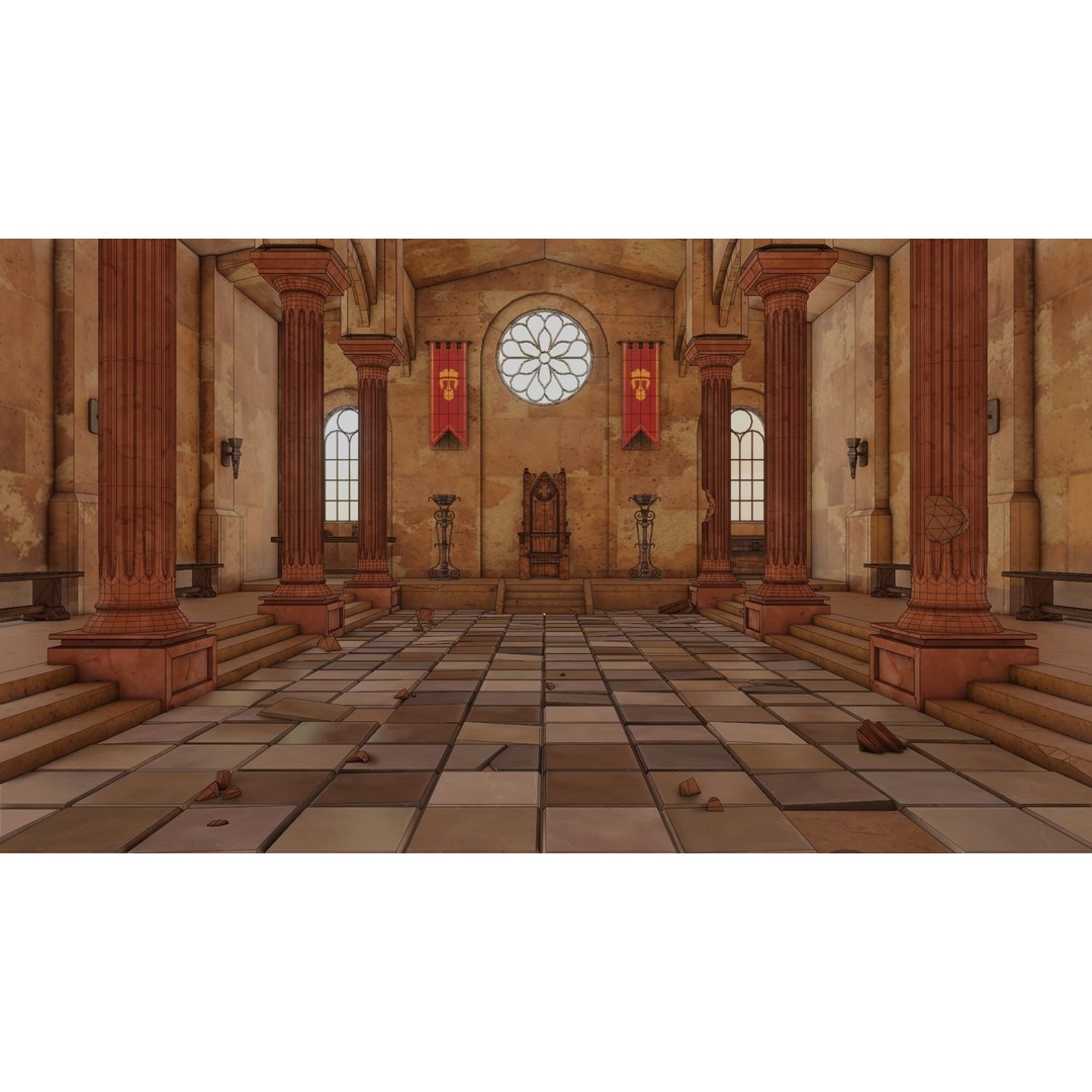 Ancient Temple 3D Model – Low Poly Game Asset, FBX, Unity Ready - View 31