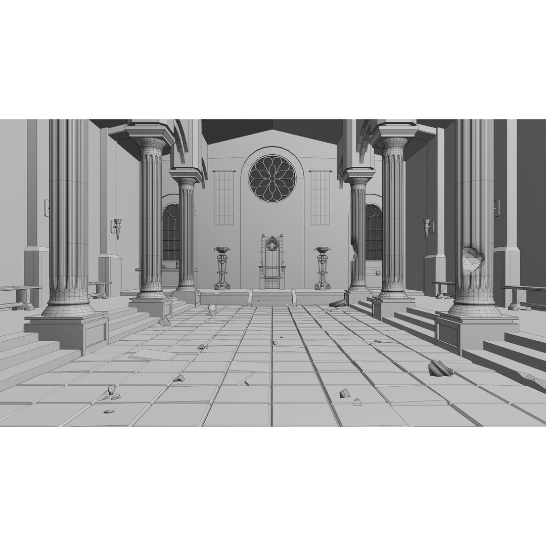 Ancient Temple 3D Model – Low Poly Game Asset, FBX, Unity Ready - View 32