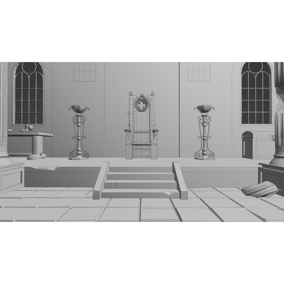 Ancient Temple 3D Model – Low Poly Game Asset, FBX, Unity Ready - View 34