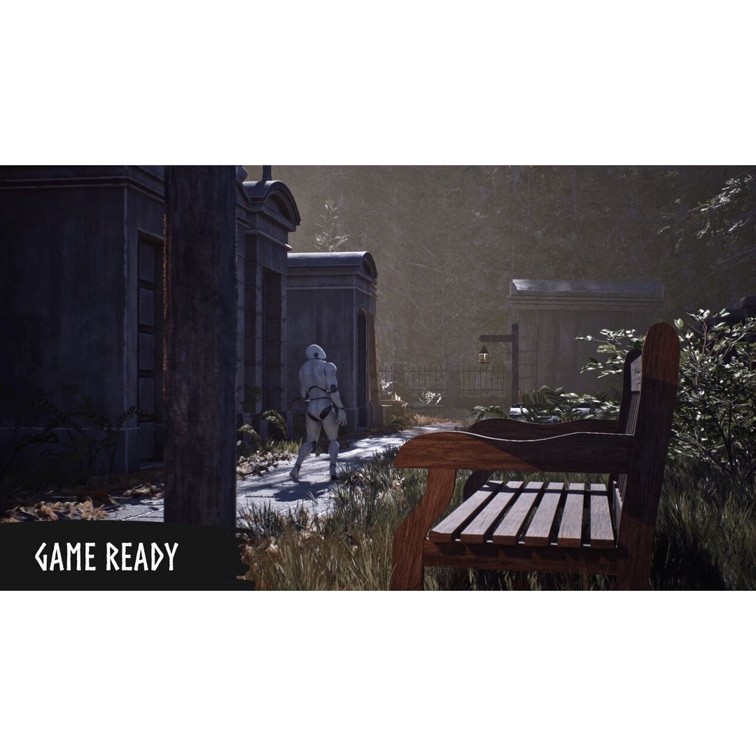 Graveyard Cemetery 3D Model – Low Poly Modular Environment, FBX - View 16