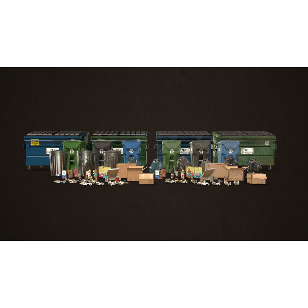 Urban Trash Pack Vol 3 3D Model – Low Poly Game Ready Assets, FBX - View 12