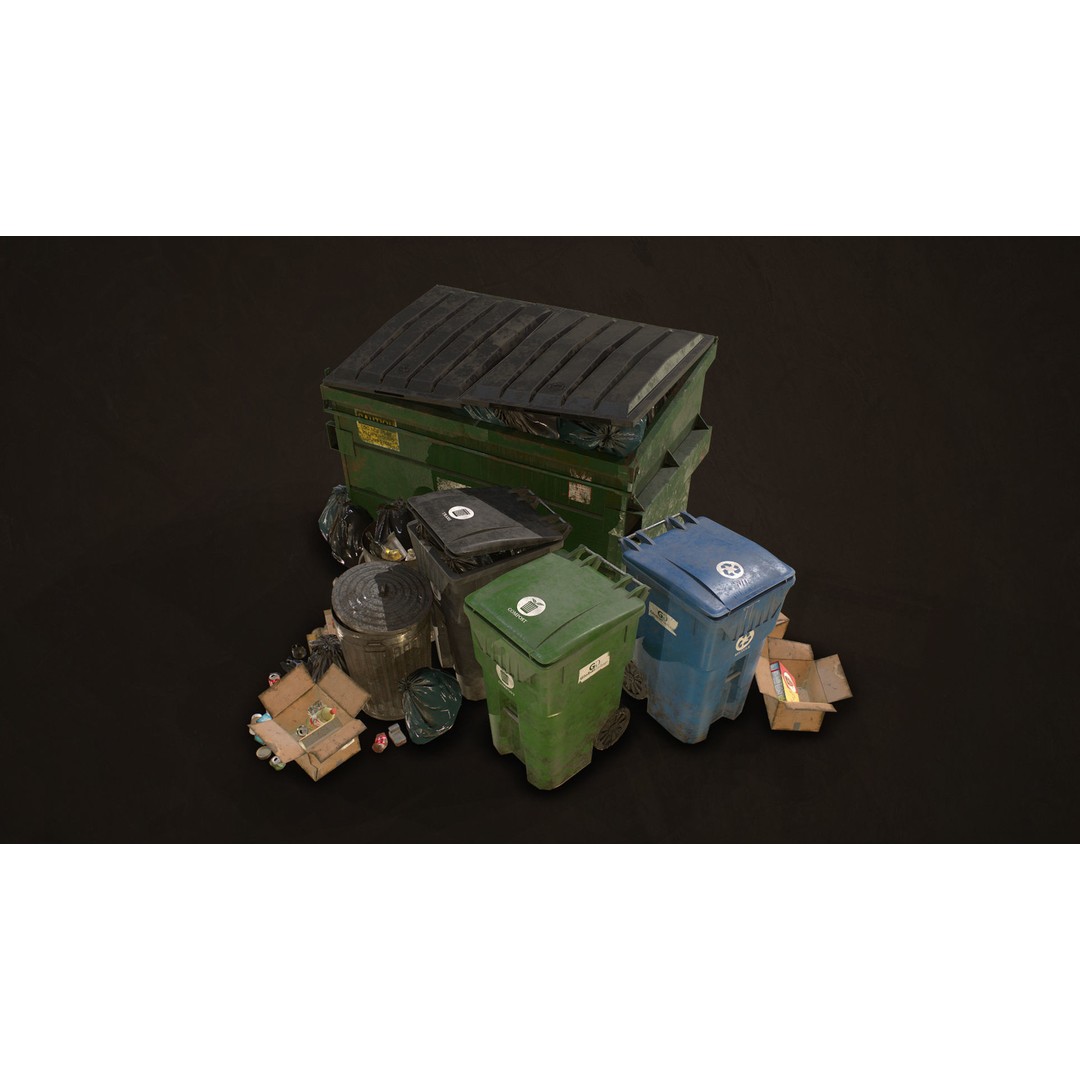 Urban Trash Pack Vol 3 3D Model – Low Poly Game Ready Assets, FBX - View 3
