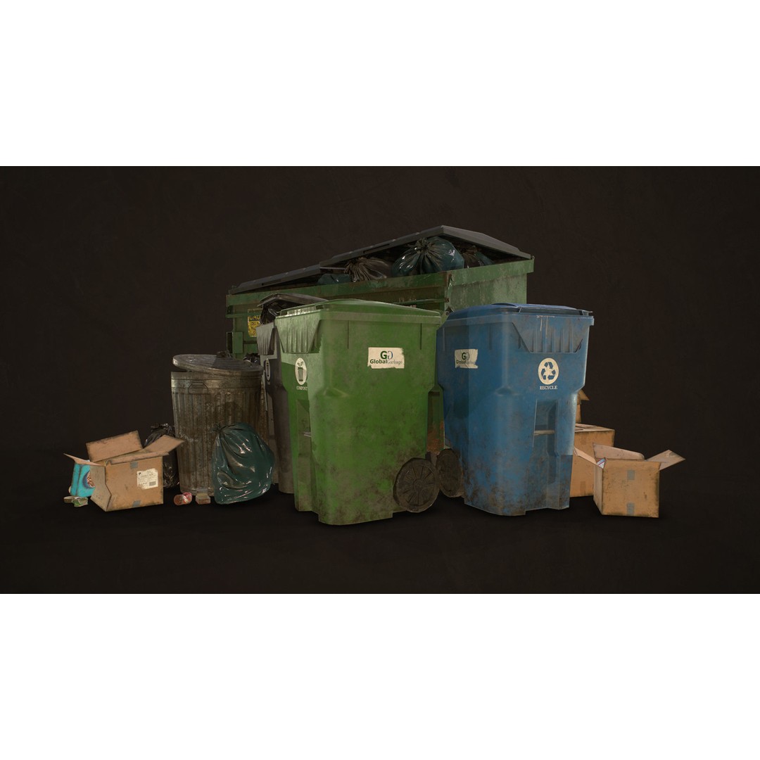Urban Trash Pack Vol 3 3D Model – Low Poly Game Ready Assets, FBX - View 5