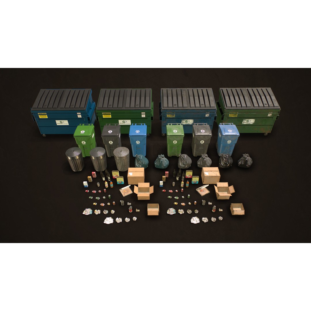 Urban Trash Pack Vol 3 3D Model – Low Poly Game Ready Assets, FBX - View 8