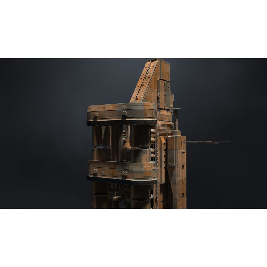 Scifi Megascale Industrial Building 3D Model – High Poly, FBX, Blender