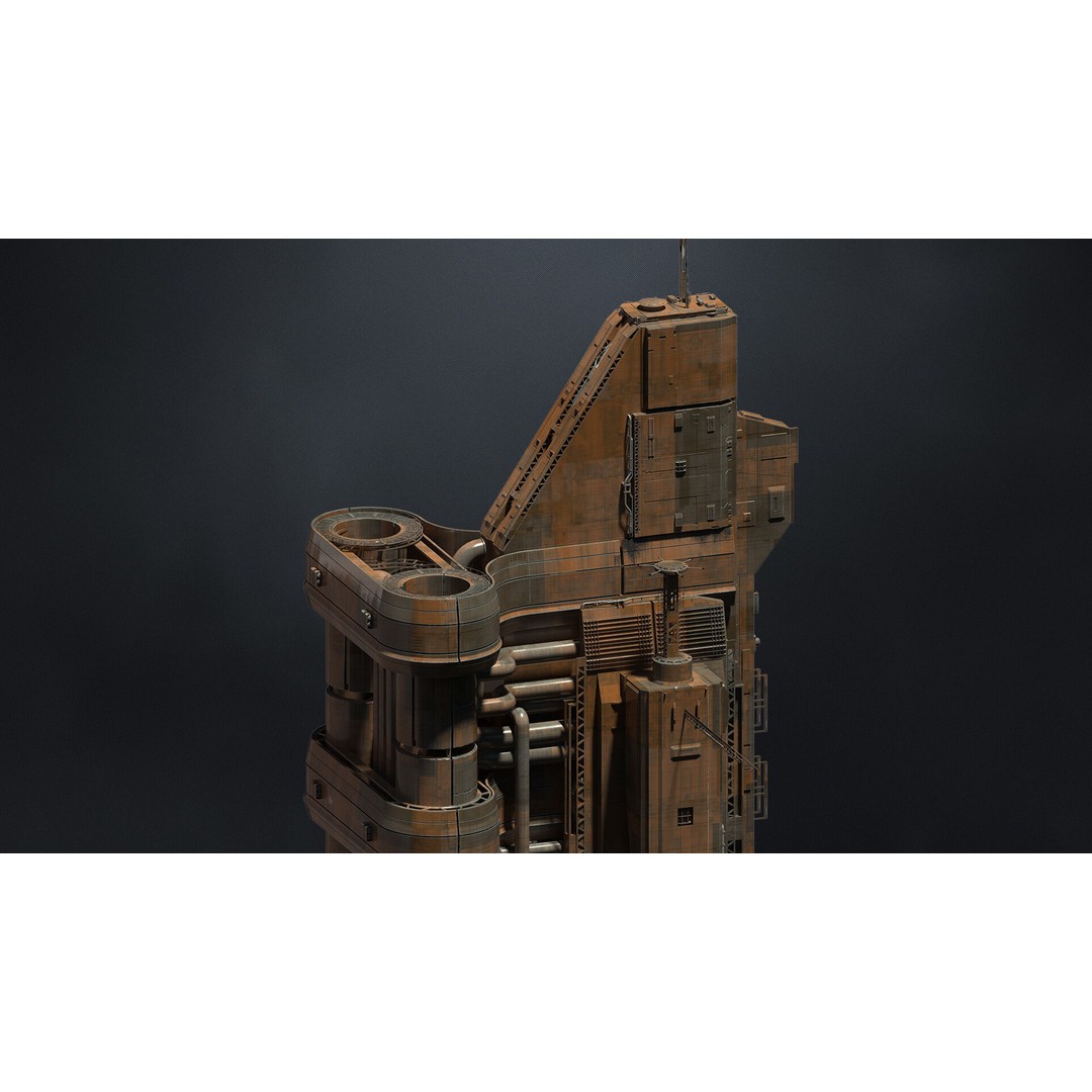 Scifi Megascale Industrial Building 3D Model – High Poly, FBX, Blender - View 3