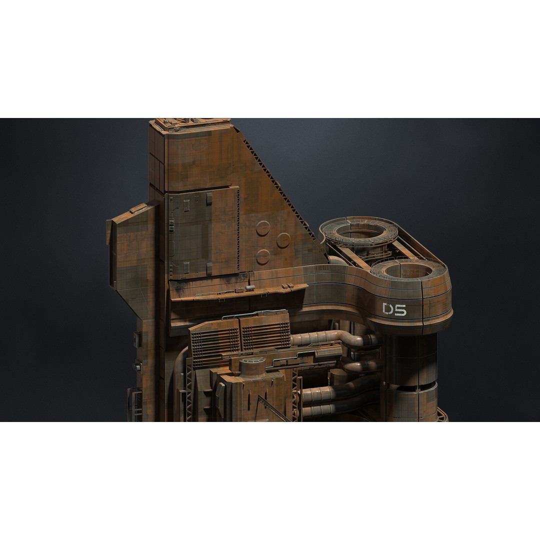 Scifi Megascale Industrial Building 3D Model – High Poly, FBX, Blender - View 4
