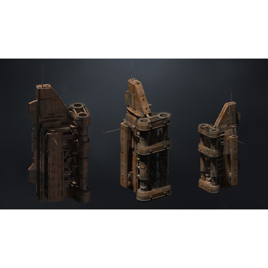 Scifi Megascale Industrial Building 3D Model – High Poly, FBX, Blender - View 6