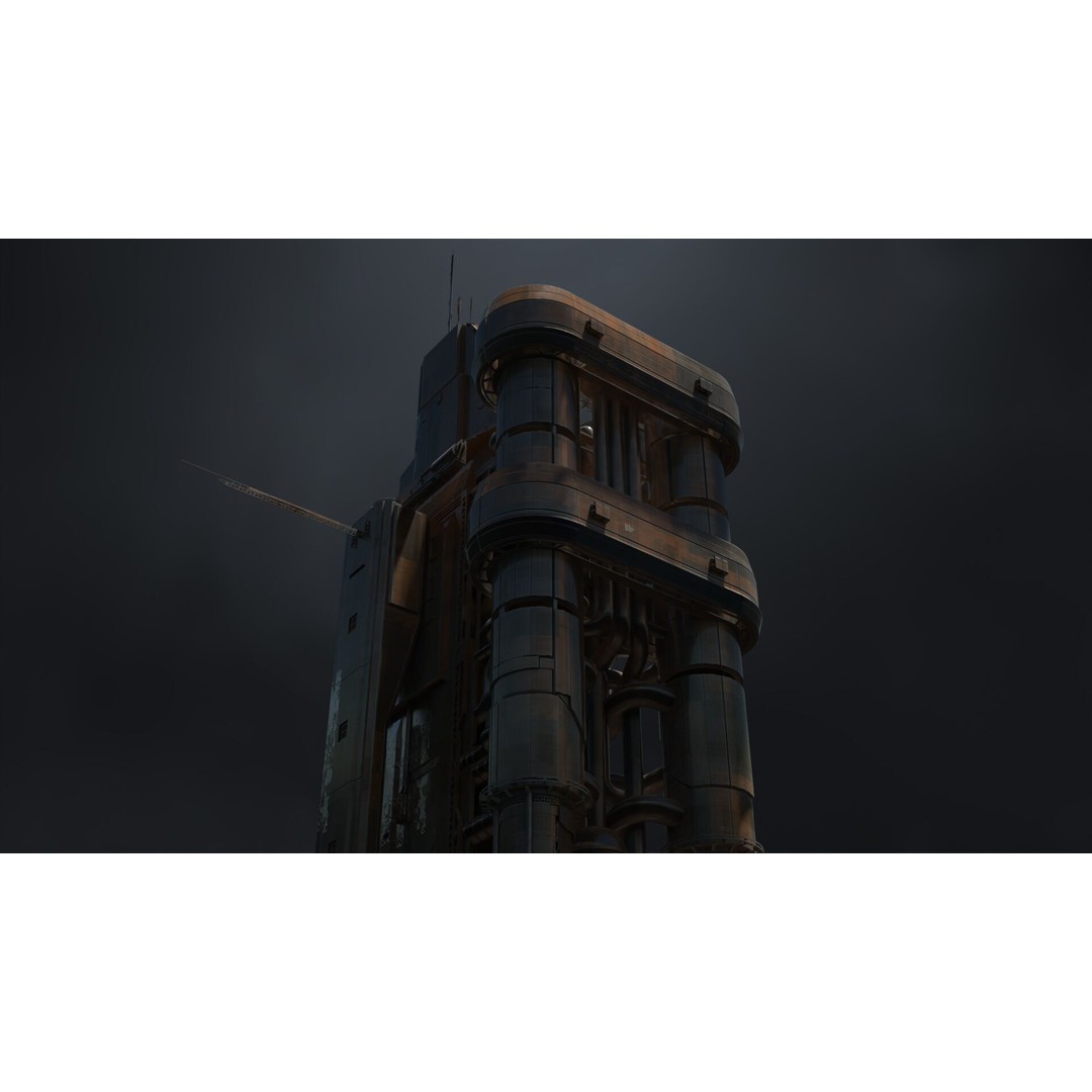 Scifi Megascale Industrial Building 3D Model – High Poly, FBX, Blender - View 7