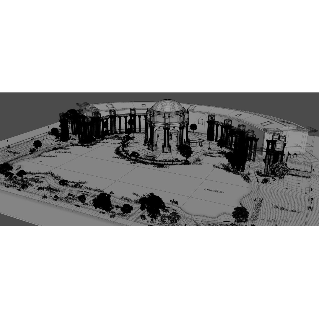 Palace of Fine Arts 3D Model – Classic Landmark, FBX, Blender, Game Ready