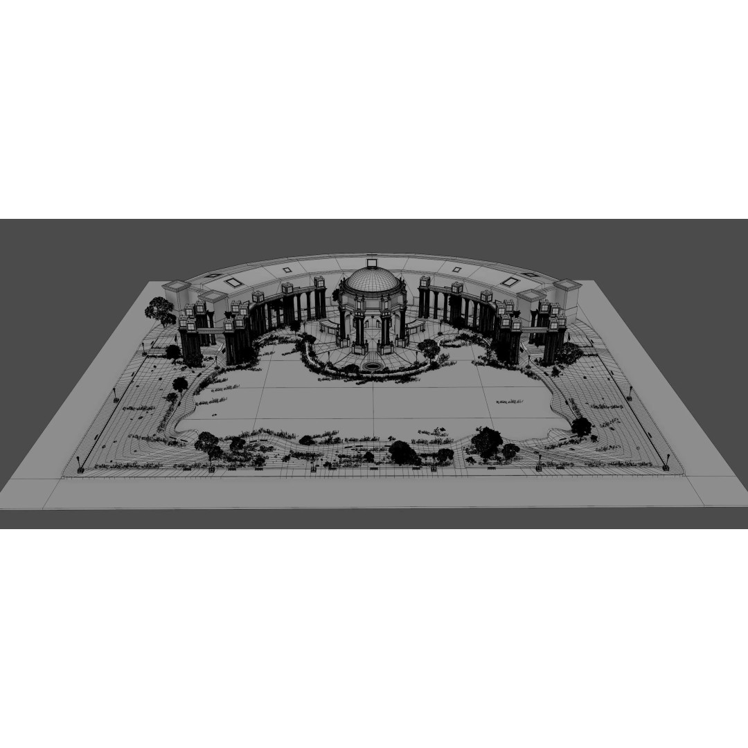Palace of Fine Arts 3D Model – Classic Landmark, FBX, Blender, Game Ready - View 11
