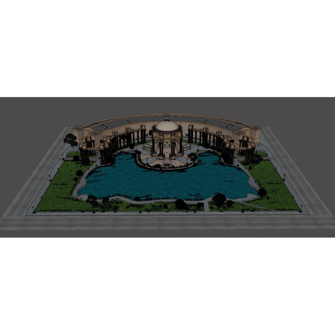 Palace of Fine Arts 3D Model – Classic Landmark, FBX, Blender, Game Ready - View 12