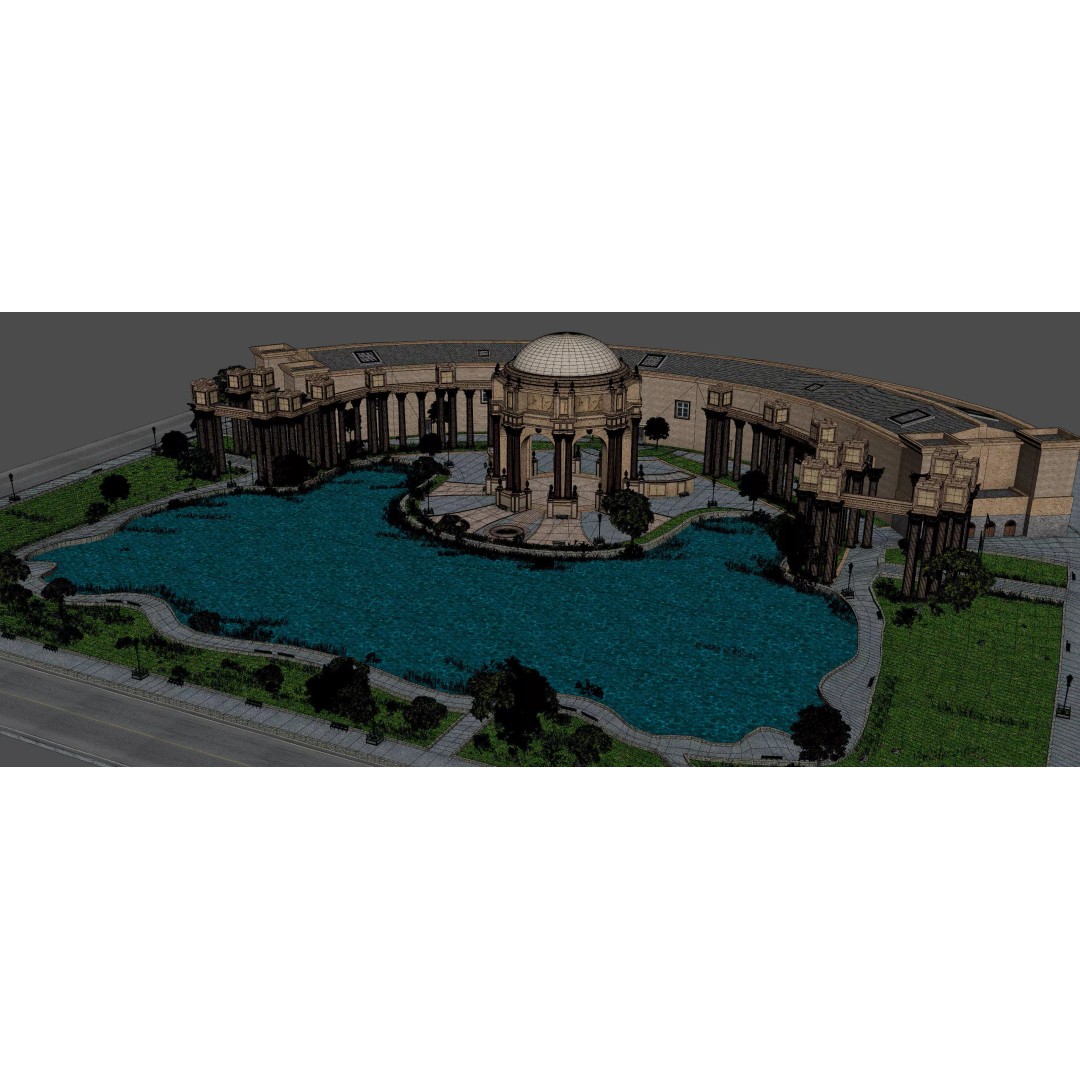 Palace of Fine Arts 3D Model – Classic Landmark, FBX, Blender, Game Ready - View 14