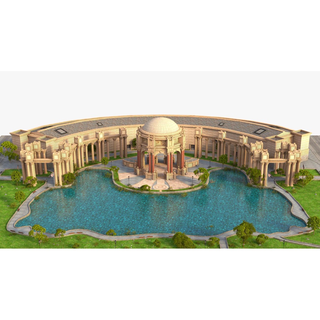 Palace of Fine Arts 3D Model – Classic Landmark, FBX, Blender, Game Ready - View 2