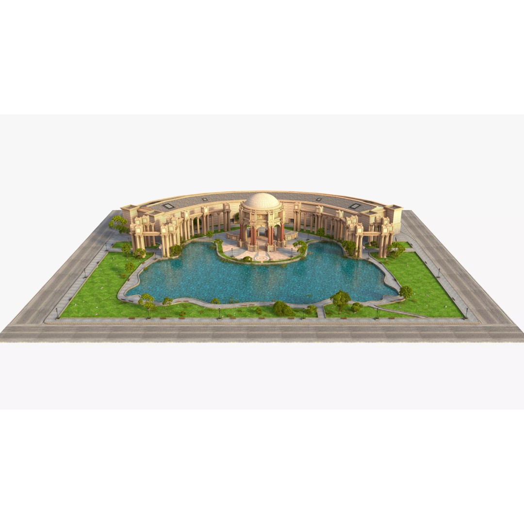 Palace of Fine Arts 3D Model – Classic Landmark, FBX, Blender, Game Ready - View 4