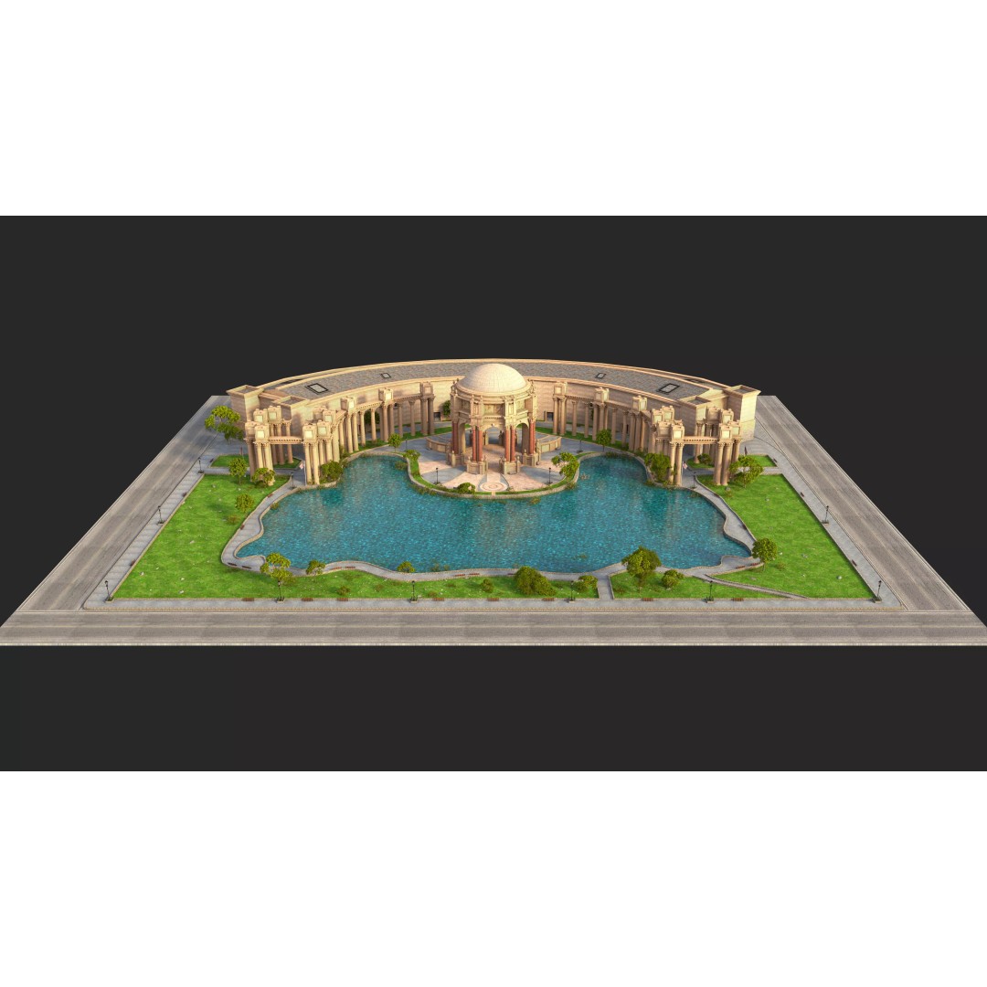 Palace of Fine Arts 3D Model – Classic Landmark, FBX, Blender, Game Ready - View 5