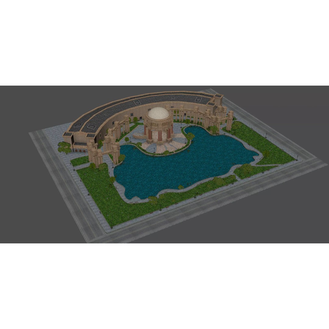 Palace of Fine Arts 3D Model – Classic Landmark, FBX, Blender, Game Ready - View 6