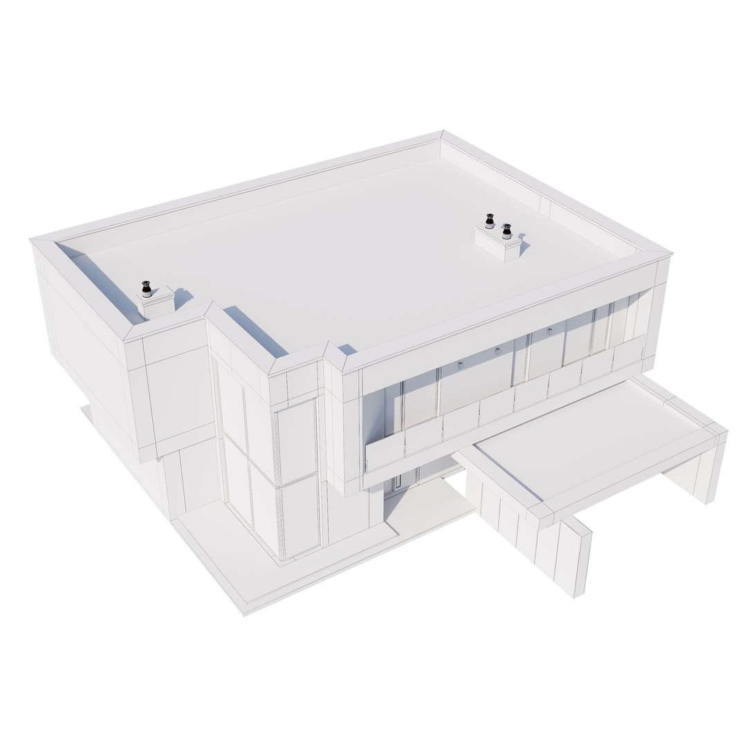 Modern House 3D Model – Contemporary Mansion with PBR Textures, FBX