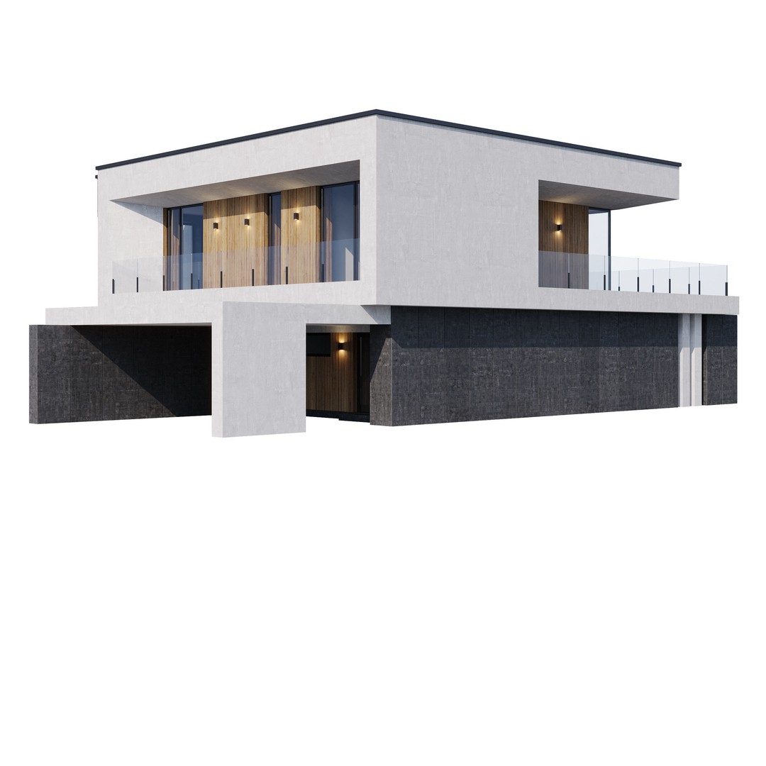 Modern House 3D Model – Contemporary Mansion with PBR Textures, FBX - View 13