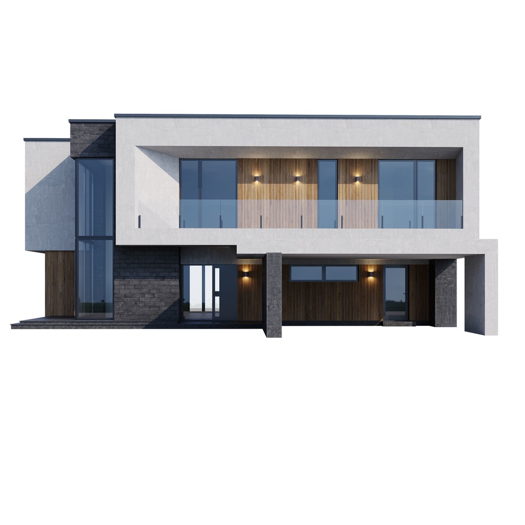 Modern House 3D Model – Contemporary Mansion with PBR Textures, FBX - View 14