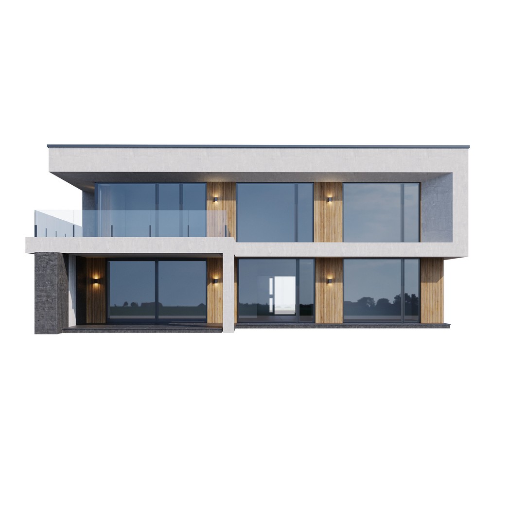Modern House 3D Model – Contemporary Mansion with PBR Textures, FBX - View 16