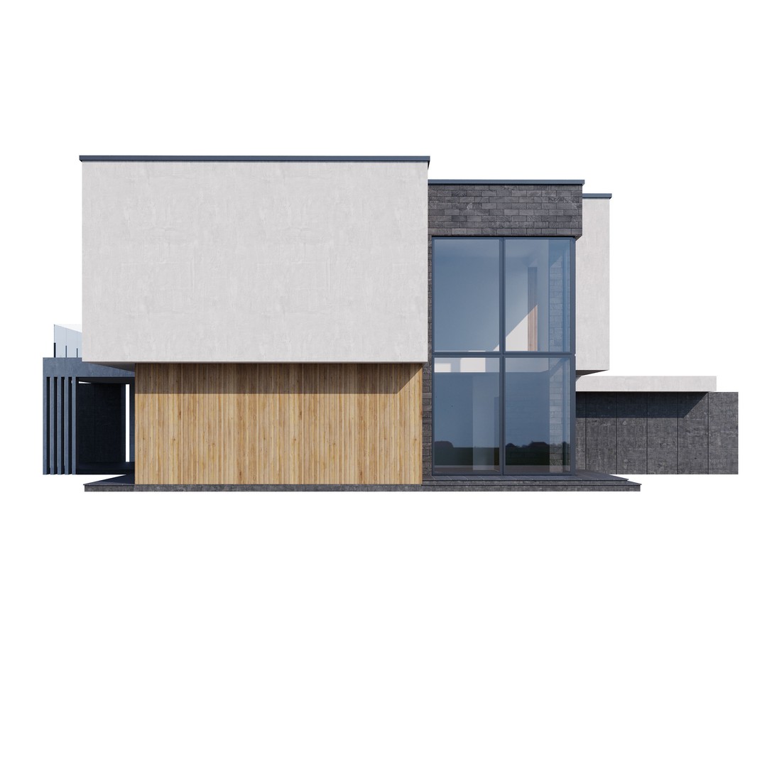 Modern House 3D Model – Contemporary Mansion with PBR Textures, FBX - View 17
