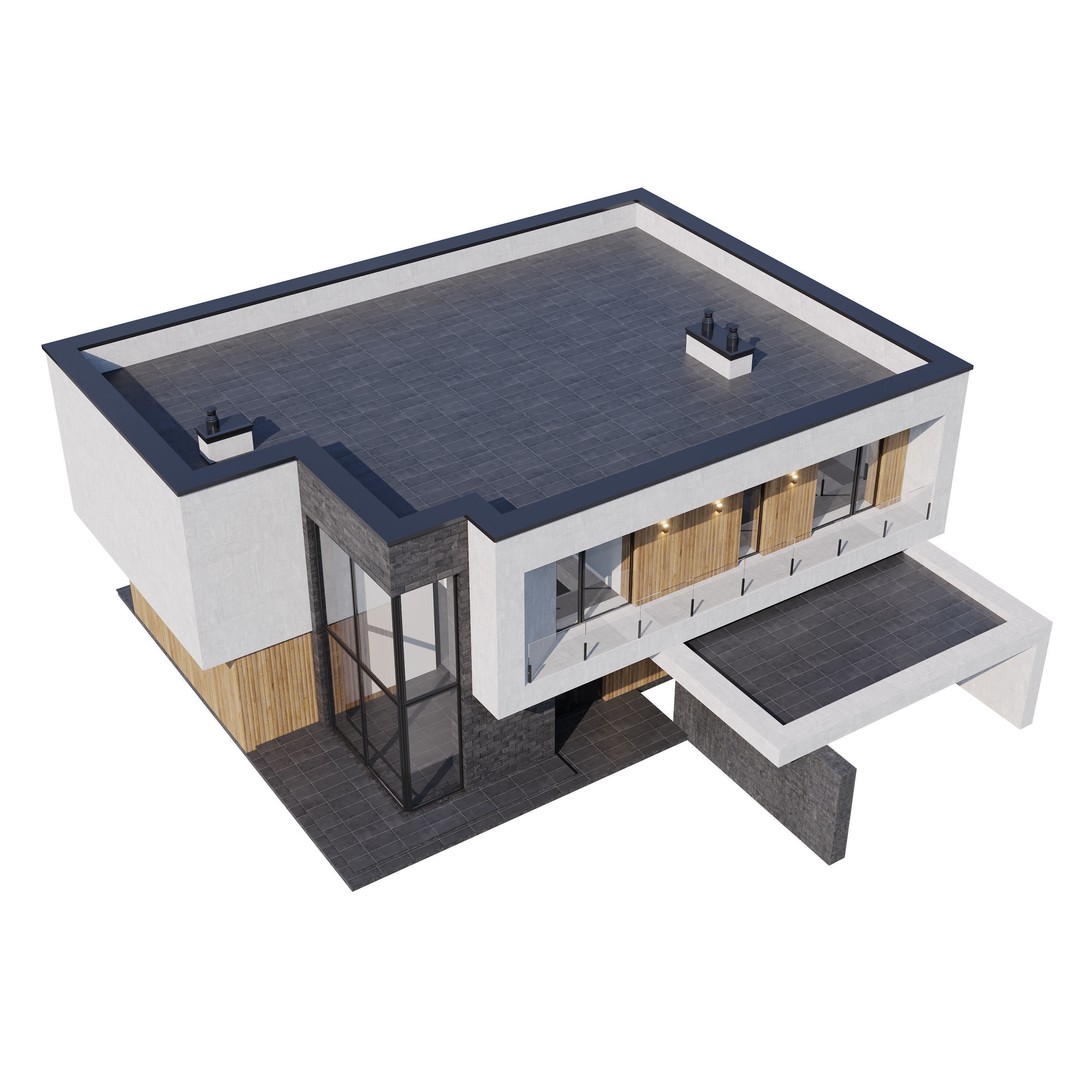 Modern House 3D Model – Contemporary Mansion with PBR Textures, FBX - View 18