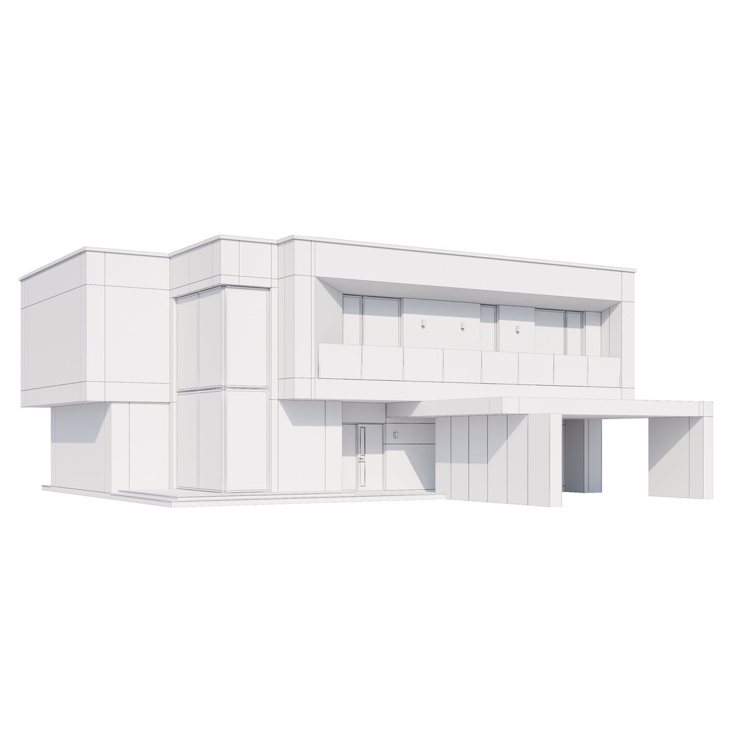 Modern House 3D Model – Contemporary Mansion with PBR Textures, FBX - View 19