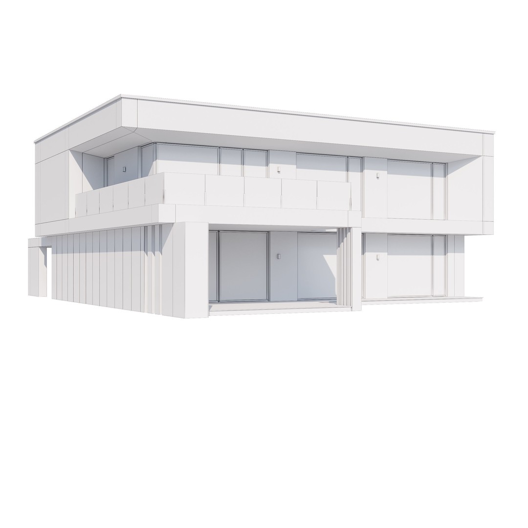 Modern House 3D Model – Contemporary Mansion with PBR Textures, FBX - View 20
