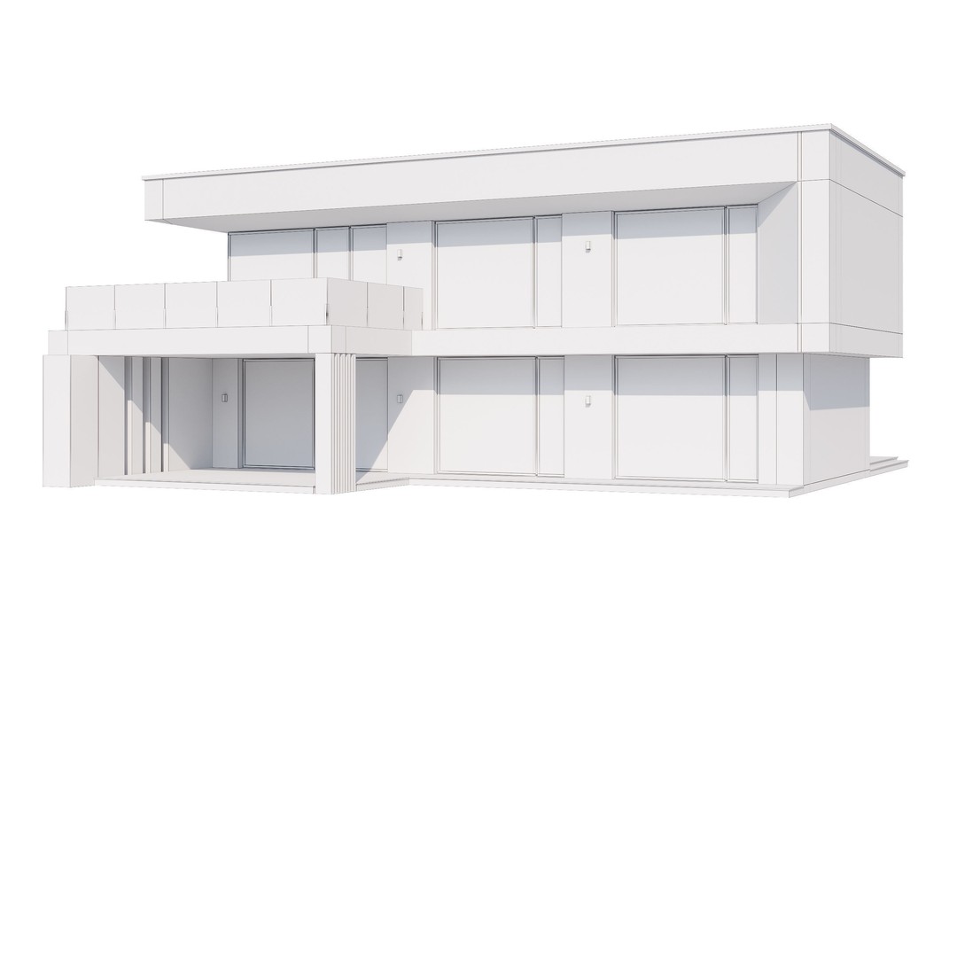 Modern House 3D Model – Contemporary Mansion with PBR Textures, FBX - View 21