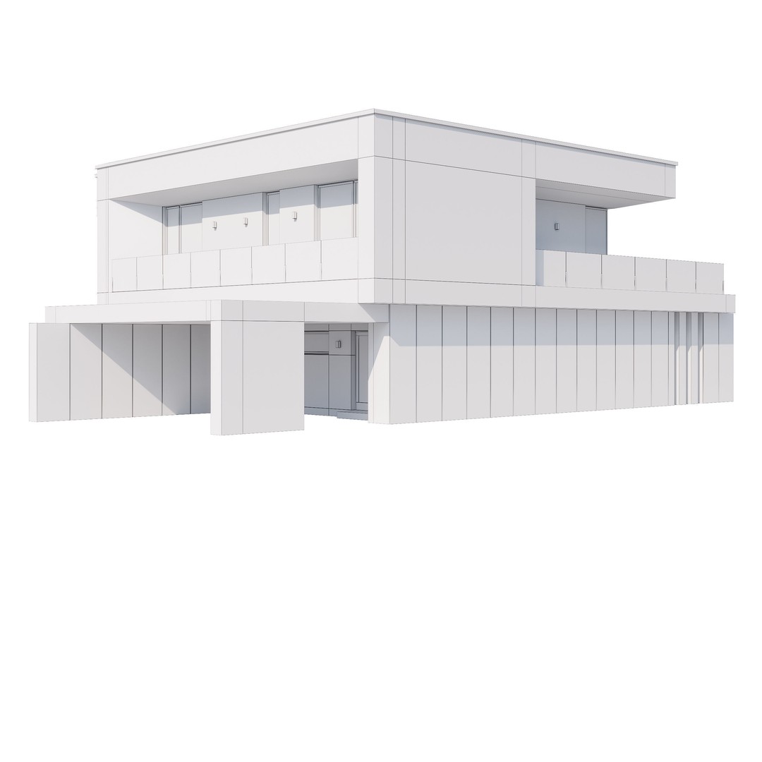Modern House 3D Model – Contemporary Mansion with PBR Textures, FBX - View 22