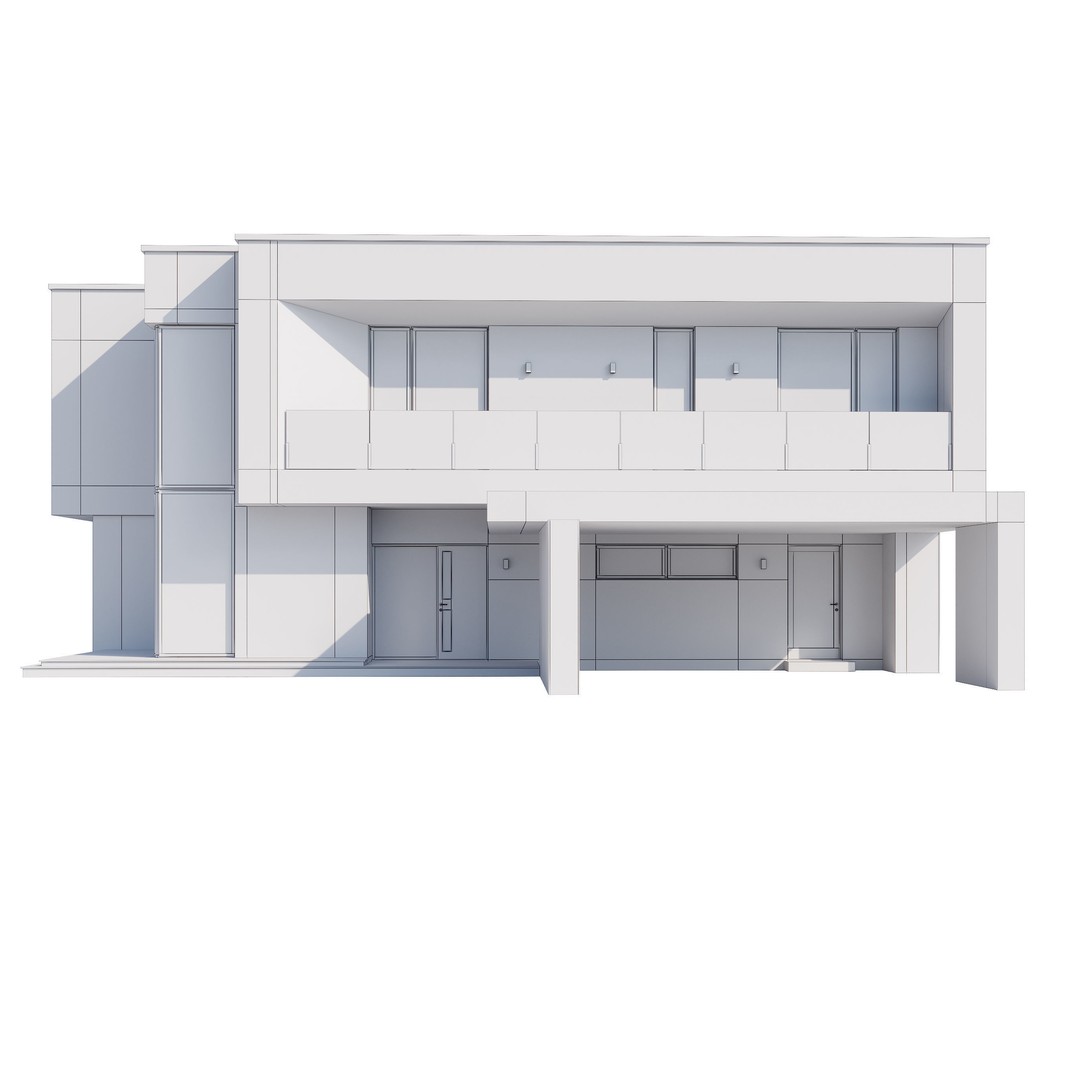 Modern House 3D Model – Contemporary Mansion with PBR Textures, FBX - View 23